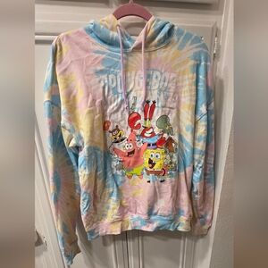 Women's SpongeBob SquarePants Cozy Colorful Hooded Sweatshirt ~ Size Large
